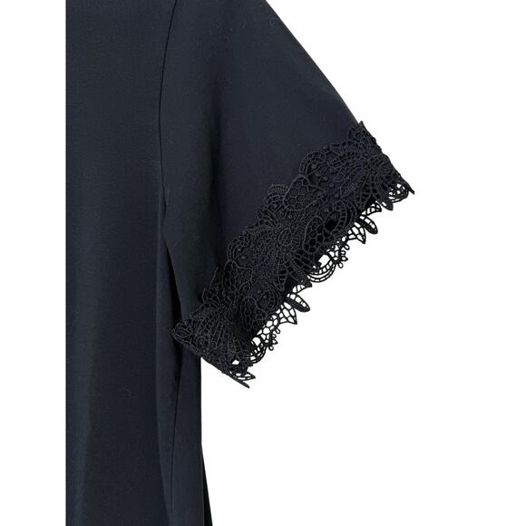 COS T-Shirt Dress Women's Large Short Sleeve Lace Crochet Trim LBD - Picture 2 of 7